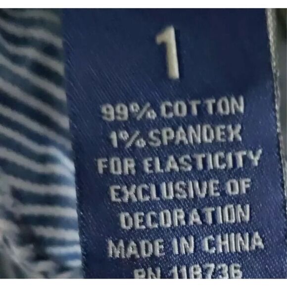 ZCO Jeans Premium Blue Striped Denim Jean Shorts Distressed Junior Size 1 Cotton - Picture 8 of 12